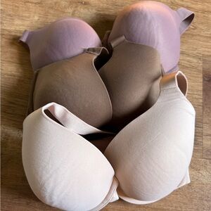 Lot of 3 SPANX Seamless Wireless Bras - Mauve, Brown, Nude Bra-llelujah 34DD